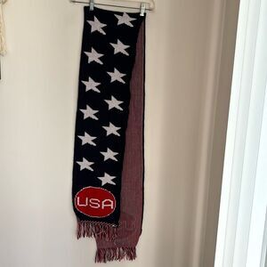 Vintage USA America knit long 70’s made in USA scarf MAGA Winter Olympics EUC!